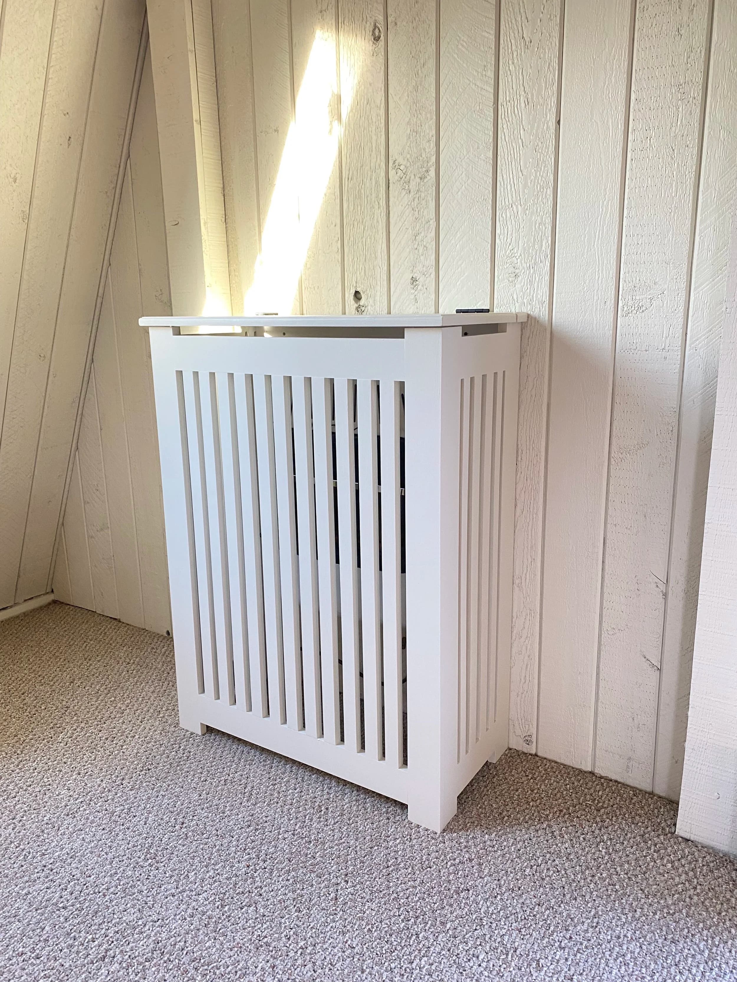 Tall vertical-slat Craftsman radiator cover